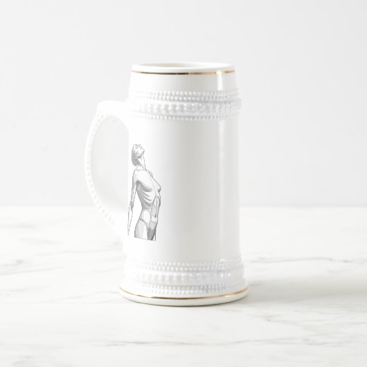Minimalist Female Android Aesthetic Art - Bold Fut Bierglas (Vorderseite Links)