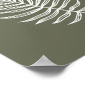 Minimalist Fern Line Drawing in Olive Green Poster (Ecke)