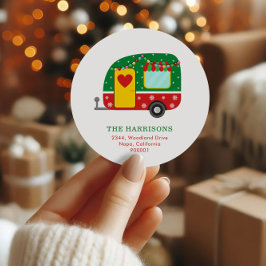 Minimalist Festive Caravan Return Address Label  Runder Aufkleber