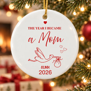 Minimalist Festliches Rot Das Jahr, in dem ich Mam Keramik Ornament