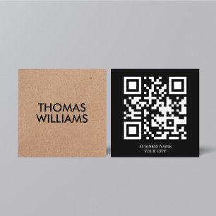 Minimalist fett schwarz bedruckte Kraft-QR-Vernetz Quadratische Visitenkarte