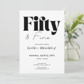Minimalist Fifty & Fine 50th Birthday Einladung (Stehend Vorderseite)