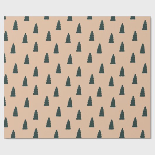 Minimalist fir tree pattern with beige background geschenkpapier (Flach)