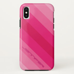 Minimalist Five Pink Diagonal Stripe Name Case-Mate iPhone Hülle