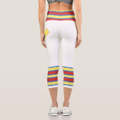 Minimalist, Five Retro Stripes, Blue Red Yellow on Capri Leggings (Rückseite)