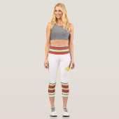 Minimalist, Five Retro Stripes, Blue Red Yellow on Capri Leggings (Vorderseite)