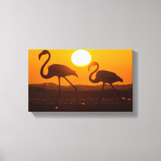 Minimalist Flamingo Silhouette Sunset  Leinwanddruck