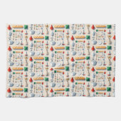 Minimalist flat vector kitchenware and baguettes geschirrtuch (Horizontal)