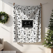 Minimalist Floral Blanket Monogram Grey Hues Style Fleecedecke