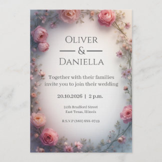 Minimalist Floral Christian Wedding Invitation Einladung