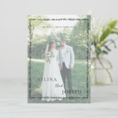 Minimalist Floral Elegant Photo Wedding Einladung (Stehend Vorderseite)