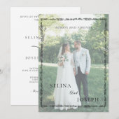 Minimalist Floral Elegant Photo Wedding Einladung (Vorne/Hinten)