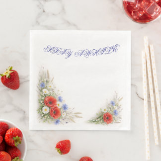 Minimalist Floral - Elegante weiße Serviette