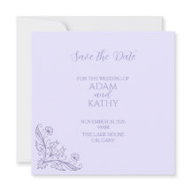 Minimalist Floral Lavender Wedding Save The Date