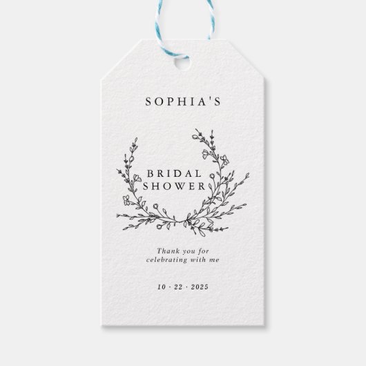 Minimalist Floral Line Art Bridal Shower Gift Geschenkanhänger (Vorderseite)