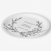 Minimalist Floral Line Art Bridal Shower Paper  Pappteller (Schrägansicht)