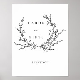 Minimalist Floral Line Art Cards & Gifts Sign Poster