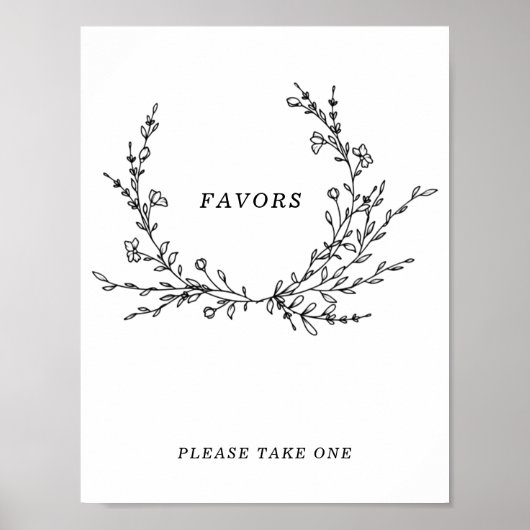 Minimalist Floral Line Art Favors Sign Poster (Vorne)