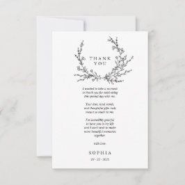 Minimalist Floral Line Art Flat Thank You Card Dankeskarte