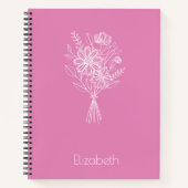 Minimalist Floral Line Art Notebook – Soft Pink Notizblock (Vorderseite)