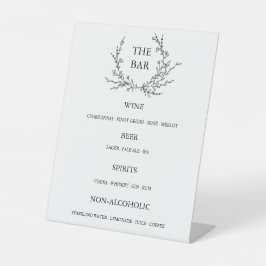 Minimalist Floral Line Art Open Bar Menu Sockelschild