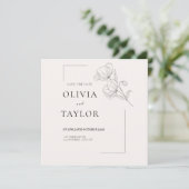 Minimalist Floral Line Art Save the Date Card (Stehend Vorderseite)
