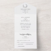 Minimalist Floral Line Art Wedding All In One Einladung (Innen)