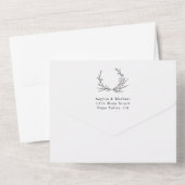 Minimalist Floral Line Art Wedding All In One Einladung (Rückseite)