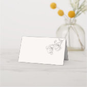 Minimalist Floral Line Art Wedding Elegant Botanic Platzkarte (Rückseite)