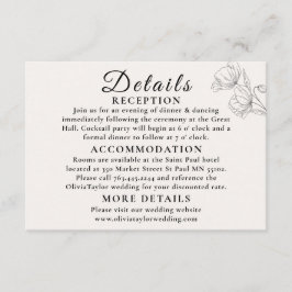 Minimalist Floral Line Art Wedding Enclosure Card Begleitkarte