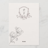 Minimalist Floral Line Art Wedding Invitation  Einladung (Rückseite)
