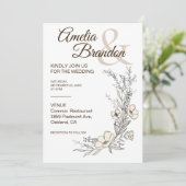Minimalist Floral Line Art Wedding Invitation Einladung (Stehend Vorderseite)