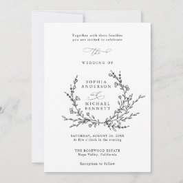 Minimalist Floral Line Art Wedding Invitation Einladung