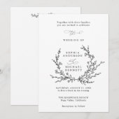 Minimalist Floral Line Art Wedding Invitation Einladung (Vorne/Hinten)