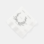 Minimalist Floral Line Art Wedding Napkins Serviette (Ecke)