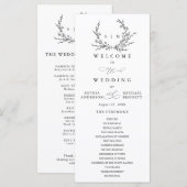 Minimalist Floral Line Art Wedding Program Programm (Vorne/Hinten)