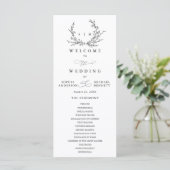 Minimalist Floral Line Art Wedding Program Programm (Stehend Vorderseite)