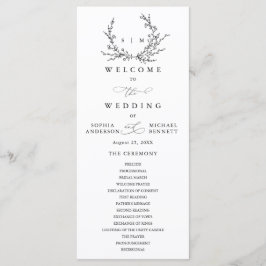 Minimalist Floral Line Art Wedding Program Programm