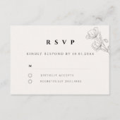Minimalist Floral Line Art Wedding RSVP Card (Vorderseite)