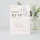 Minimalist Floral Line Art Wedding RSVP Card Karte (Stehend Vorderseite)