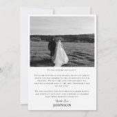 Minimalist Floral Line Art Wedding Thank You Card Dankeskarte (Rückseite)