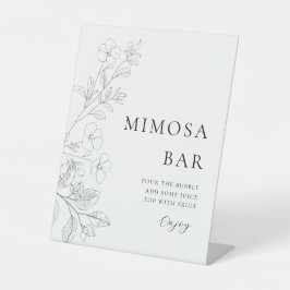 Minimalist Floral Mimosa Bar Sign Sockelschild