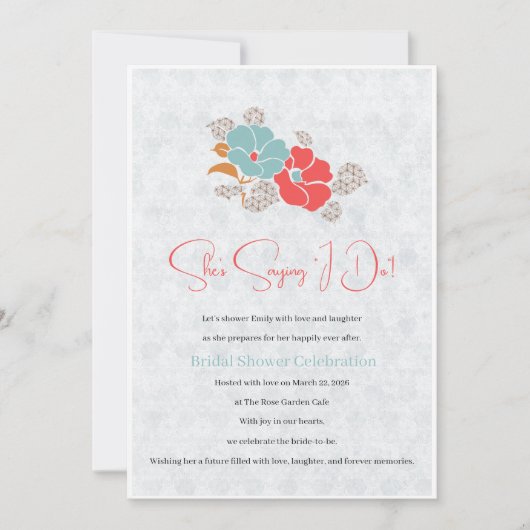 Minimalist Floral Monogram Einladung (Vorderseite)