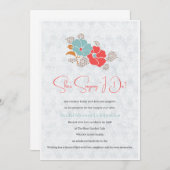 Minimalist Floral Monogram Einladung (Vorne/Hinten)