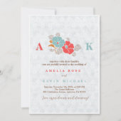 Minimalist Floral Monogram Einladung (Vorderseite)