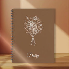 Minimalist Floral Notebook – Personalized Name  Notizblock