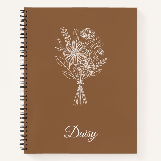 Minimalist Floral Notebook – Personalized Name  Notizblock (Vorderseite)
