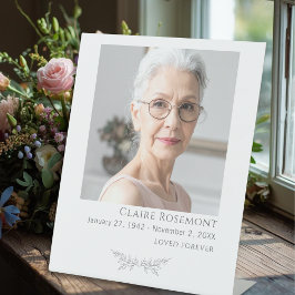 Minimalist Floral Photo Funeral Pedestal Sign Sockelschild