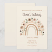 Minimalist Floral Rainbow Arch Birthday Party Einladung (Vorne/Hinten)