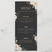 Minimalist Floral Schwarzes Restaurant- oder Hochz Programm (Vorderseite)